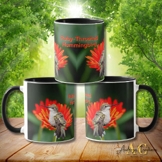 Ruby-Throated Hummingbird "Gerber Daisys" Mug
