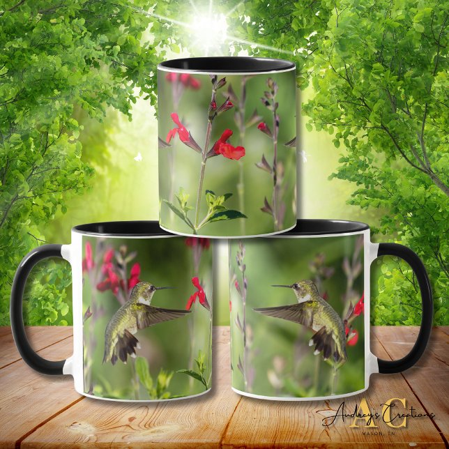 Ruby-Throated Hummingbird "in Radio Red Salvia" Mug (Creator Uploaded)