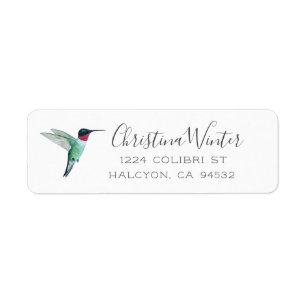 Ruby-throated Hummingbird Label Return Address Label