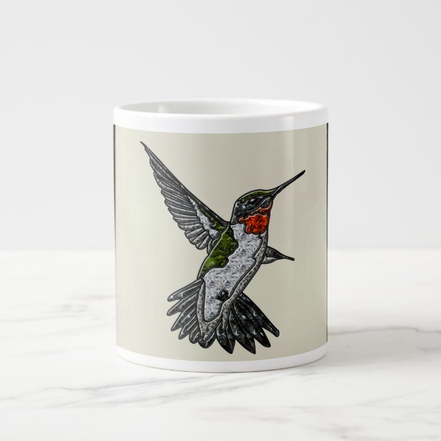 Ruby Throated Hummingbird Large Coffee Mug (Front)