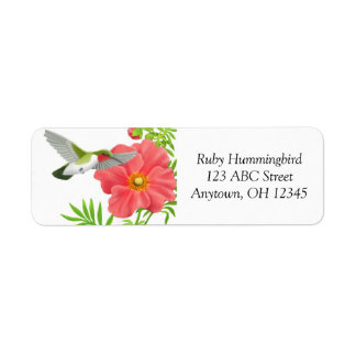 Ruby Throated Hummingbird on Geum Flower Label Return Address Label