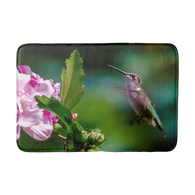 Ruby-throated Hummingbird - Original Photograph Bath Mat (Front)