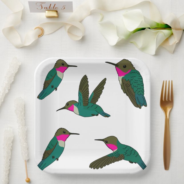 Ruby Throated Hummingbird Paper Plate (Wedding)