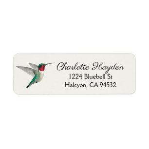 Ruby-throated Hummingbird Return Address Label