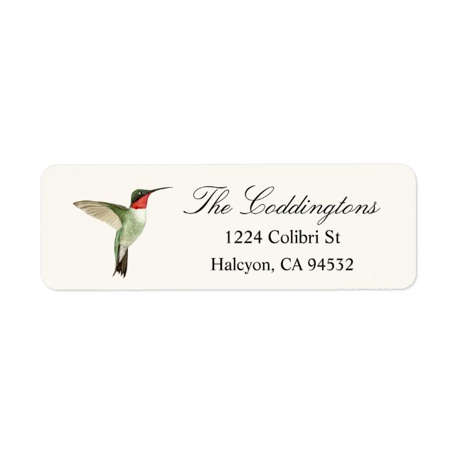 Ruby-throated Hummingbird Return Address Label (Front)