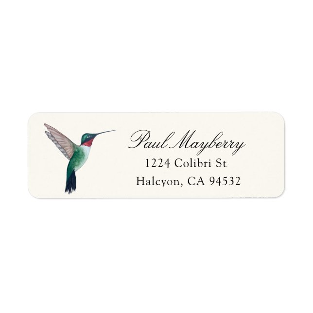 Ruby-throated Hummingbird Return Address Label (Front)