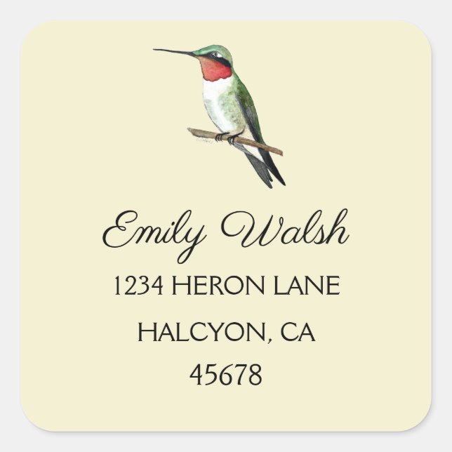 Ruby-throated Hummingbird Square Sticker (Front)