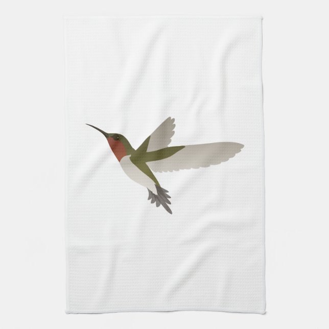 Ruby Throated Hummingbird Tea Towel (Vertical)