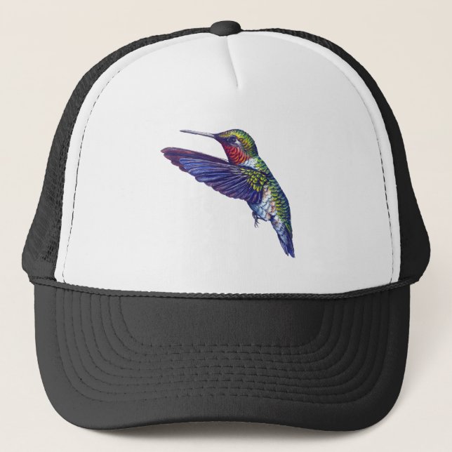 Ruby Throated Hummingbird Trucker Hat (Front)