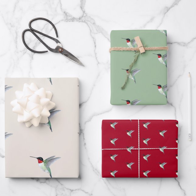 Ruby-throated Hummingbird Wrapping Paper Sheet (Front)