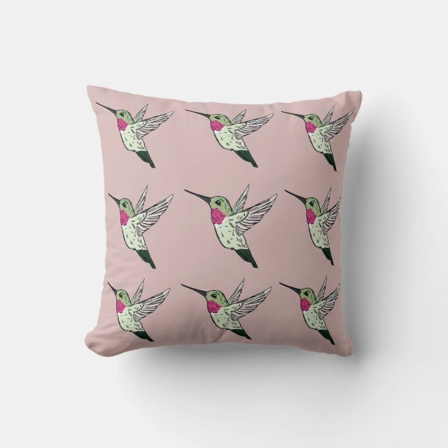 Ruby Throated Hummingbirds 16 X16 Throw Pillow (Front)
