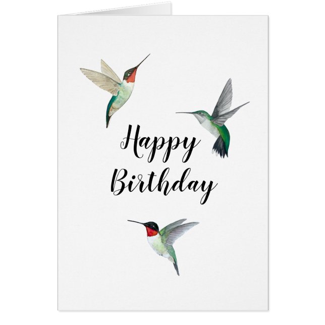 Ruby-throated Hummingbirds Birthday Card (Front)