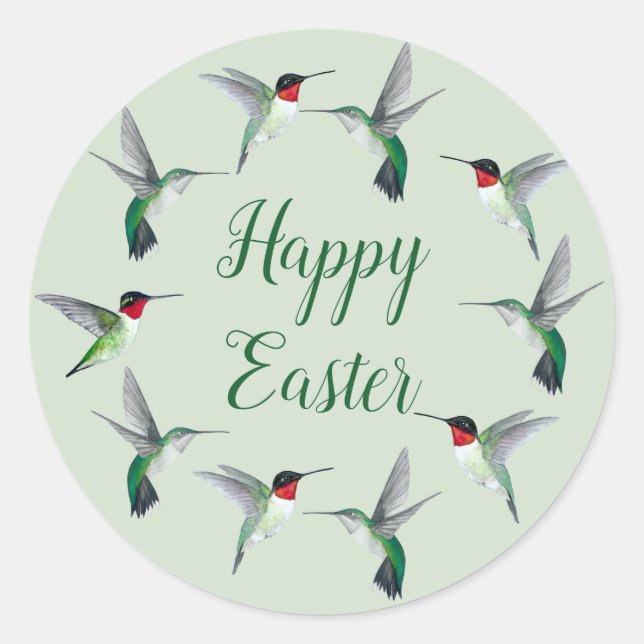Ruby-throated Hummingbirds Easter  Classic Round Sticker (Front)