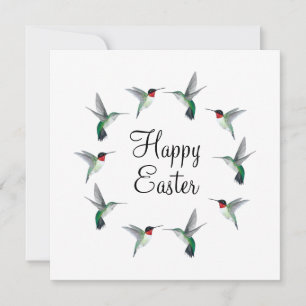 Ruby-throated Hummingbirds Happy Easter Card