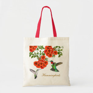 Ruby Throated Hummingbirds in Trumpet Creeper Vine Tote Bag