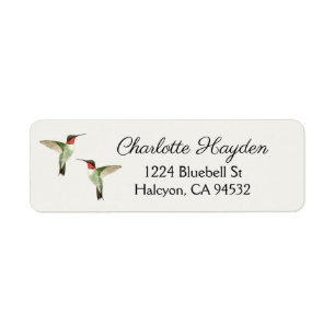 Ruby-throated Hummingbirds Return Address Label