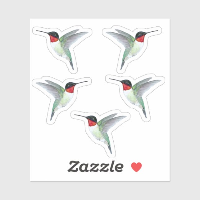 Ruby-throated Hummingbirds Sticker (Sheet)