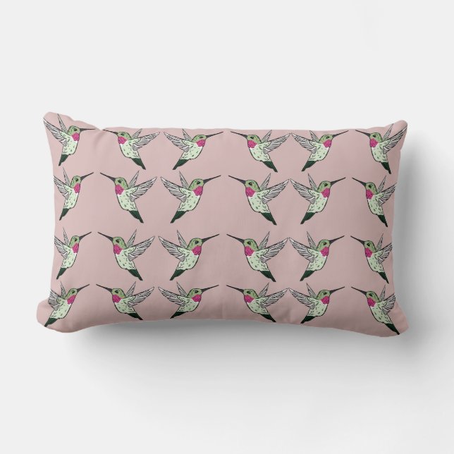 Ruby Throated Hummingbirds Throw Pillow (Front)