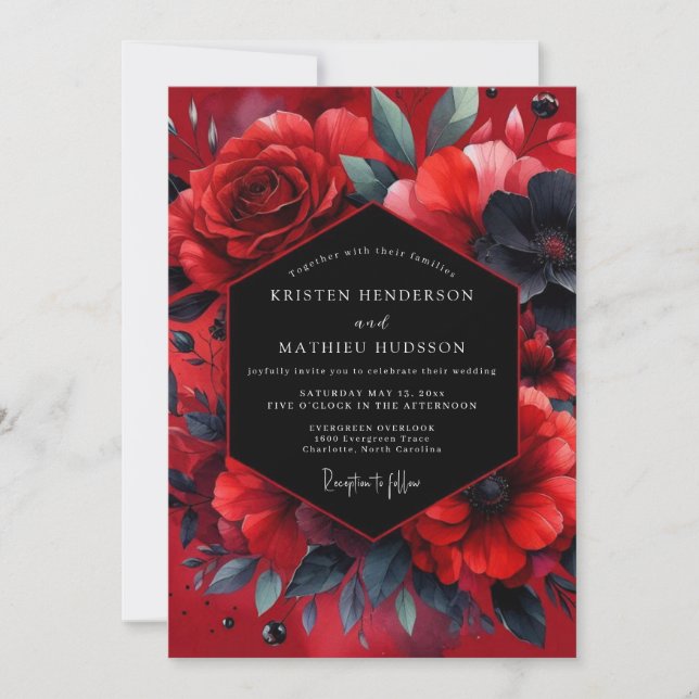 Ruby Vesperal Bloom Wedding Invitation (Front)