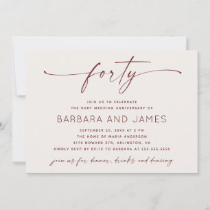 Ruby Wedding 40th Anniversary Soft Ivory Photo Invitation