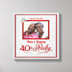 Ruby Wedding Anniversary 11x11-inch 40th Photo Canvas Print