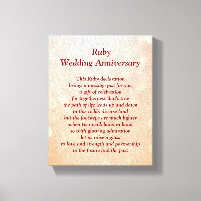 Ruby Wedding Anniversary Canvas Print (Front)