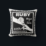 Ruby wedding anniversary holding hands 40th cushion<br><div class="desc">If you would like any help customising this design,  please use the ask this designer button,  just below this text. A romantic design for your ruby wedding anniversary,  when you are celebrating 40 years of marriage. This design has a Vector illustration of a couple holding hands.</div>