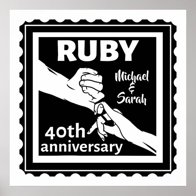 Ruby wedding anniversary holding hands 40th poster (Front)