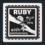 Ruby wedding anniversary holding hands 40th square wall clock<br><div class="desc">If you would like any help customising this design,  please use the ask this designer button,  just below this text. A romantic design for your ruby wedding anniversary,  when you are celebrating 40 years of marriage. This design has a Vector illustration of a couple holding hands.</div>