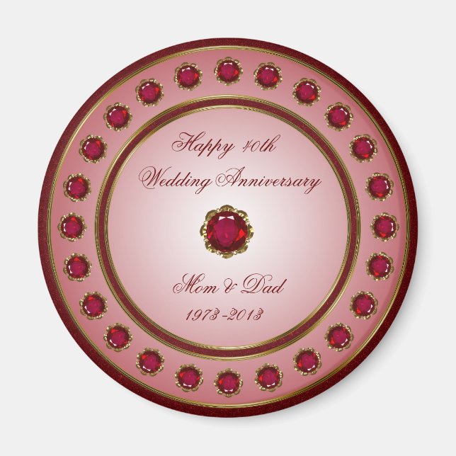 Ruby Wedding Anniversary Magnet (Front)