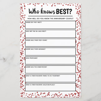 Ruby Wedding Anniversary Party Game