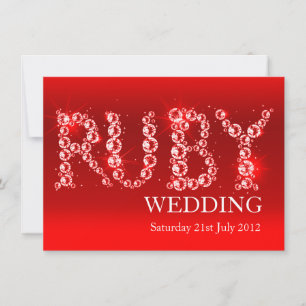Ruby wedding sparkle in stones party invite 40th