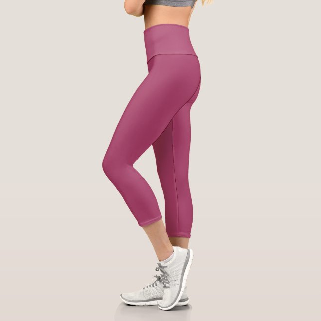 Ruby Wine Solid Colour | Classic | Elegant Capri Leggings (Left)