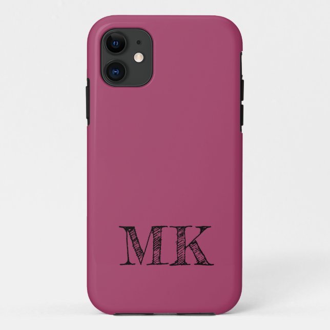 Ruby Wine Solid Colour | Custom Minimal Initial  Case-Mate iPhone Case (Back)