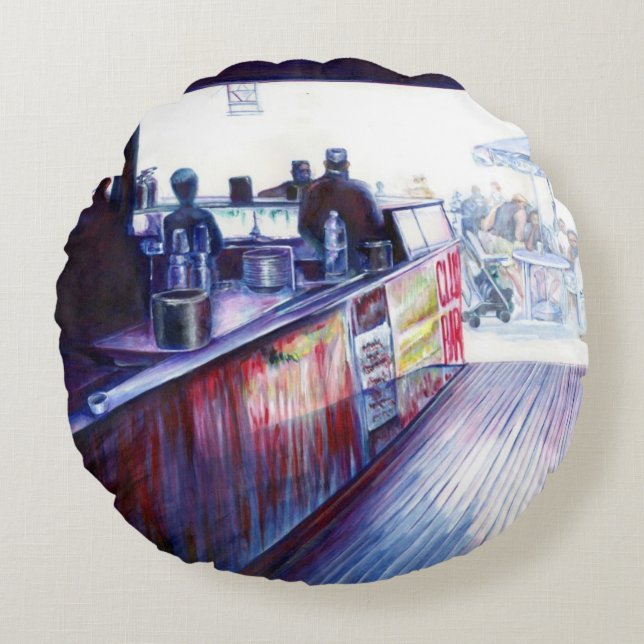 Ruby's, Coney Island, New York Round Cushion (Front)