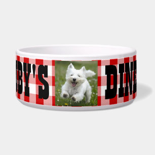 Ruby's Diner Dog's Name & Photo Red & White Checks