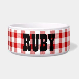 Ruby's Diner Dog's Name Red & White Checks