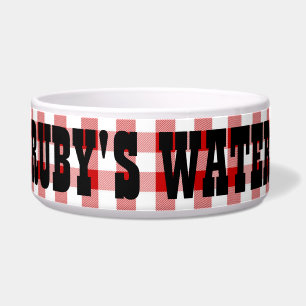 Ruby's Diner Dog's Name Red & White Checks Bowl