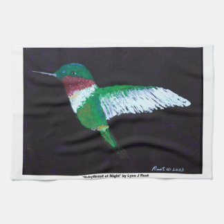 "Rubythroat at Night" kitchen towel