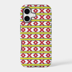 Rucava Red, yellow folk art geometric pattern III