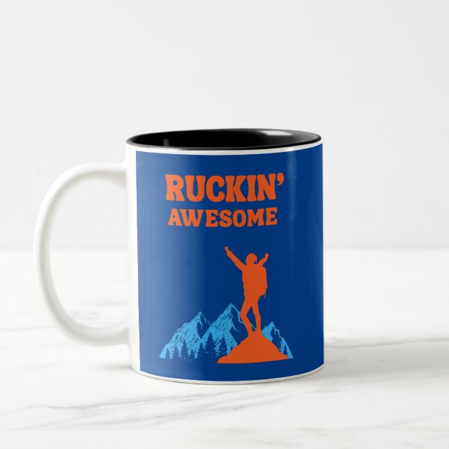 Ruckin' Awesomel for The Rucking Hiker Two-Tone Coffee Mug (Left)