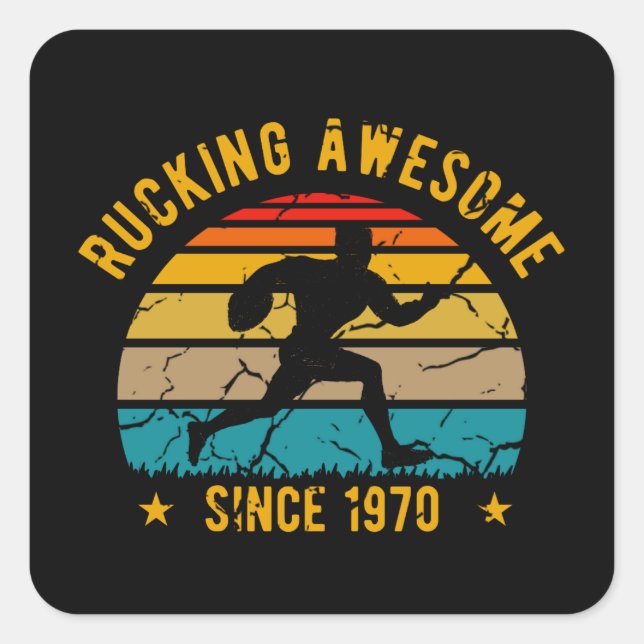Rucking Awesome Since 1970 50th Birthday Rugby Square Sticker (Front)