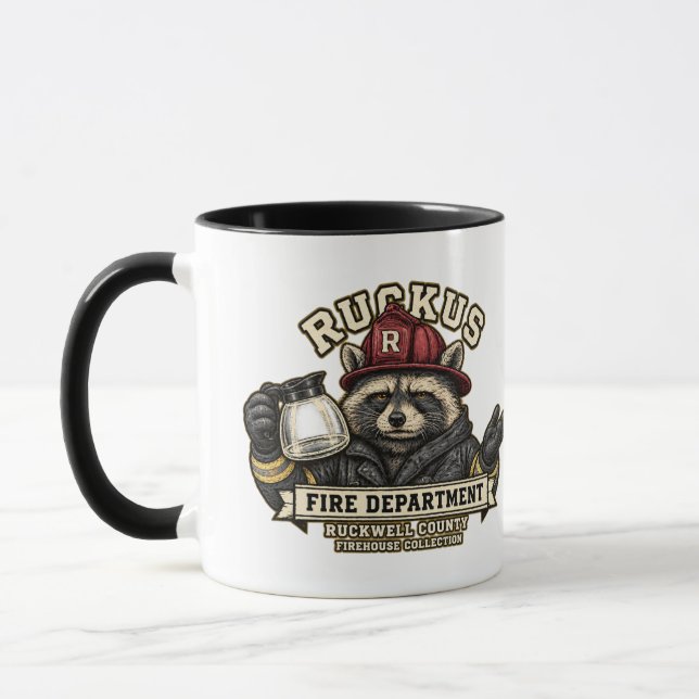 Ruckus Fire Chief Empty Coffee Pot Retention Mug (Left)