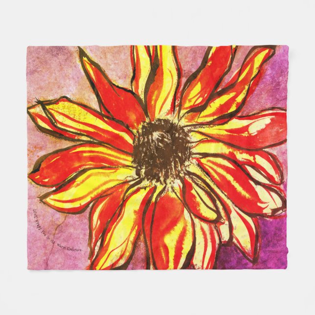 *'Rudbeckia Ablaze' Fleece Blanket (Front (Horizontal))