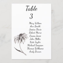 Rudbeckia flower wedding seating chart