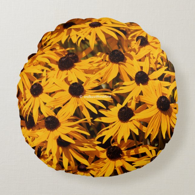 Rudbeckia Fulgida / Orange Coneflower Round Cushion (Front)