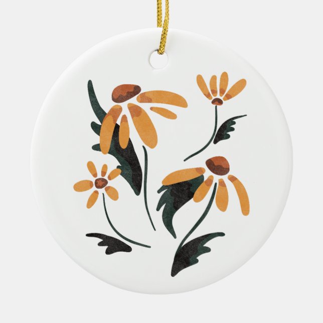 Rudbeckia Hirta Black-Eyed Susan Aesthetic Flowers Ceramic Ornament (Front)