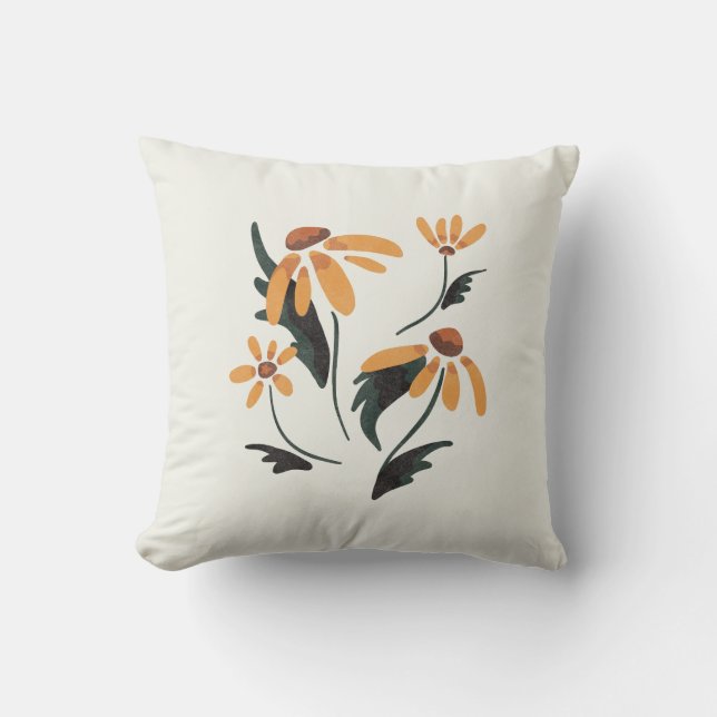 Rudbeckia Hirta Black-Eyed Susan Aesthetic Flowers Cushion (Front)