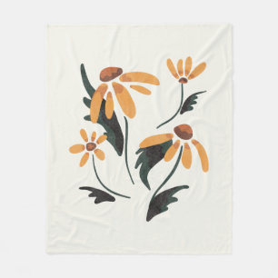 Rudbeckia Hirta Black-Eyed Susan Aesthetic Flowers Fleece Blanket