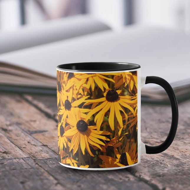 Rudbeckias Black-Eyed Susans Yellow Coneflowers Mug (Beautiful Rudbeckias Black-Eyed Susan Yellow Coneflowers 11 oz Coffee Mug Cover Photo.)